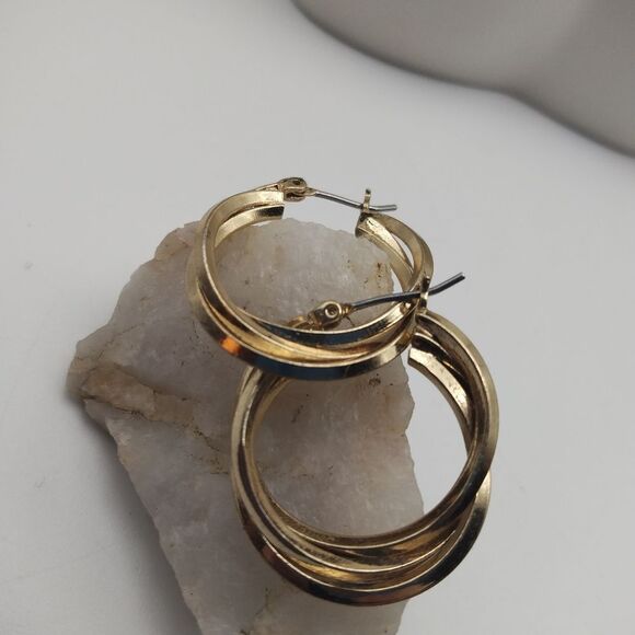 Eternity gold toned hoops earrings - Picture 1 of 2
